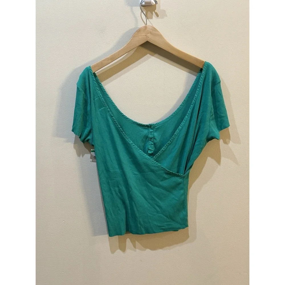 Nation Ltd. Quinn Back Wrap Rib Top‎ Green Size XL